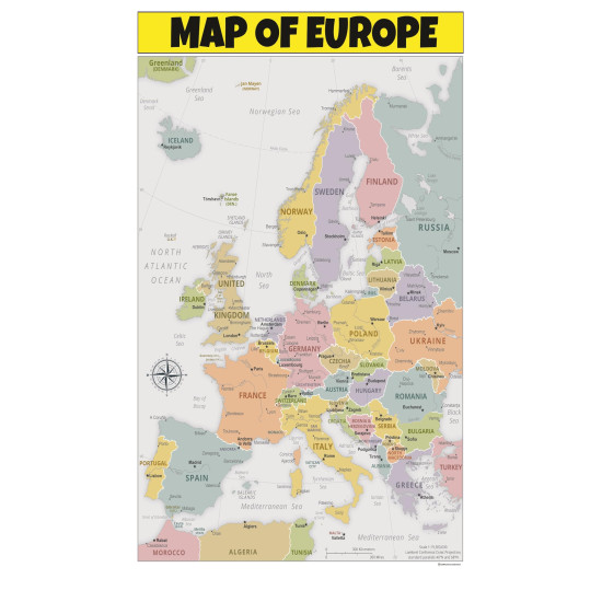 Map Of Europe Laminated Wall Map Poster Print Perfect For Classrooms 2188 550x550h