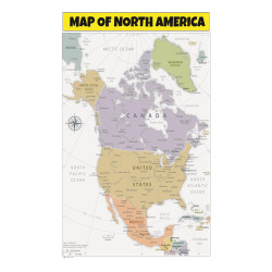 Map of North America  - Laminated Wall Map Poster Print Perfect for Classrooms and Homes - Vivid Imagery with Bright Colors