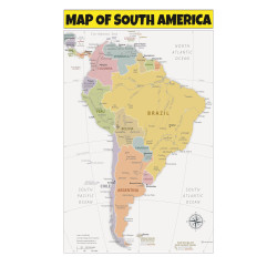 Map of South America  - Laminated Wall Map Poster Print Perfect for Classrooms and Homes - Vivid Imagery with Bright Colors Map of South America  - Laminated Wall Map Poster Print Perfect for Classrooms and Homes - Vivid Imagery with Bright Colors