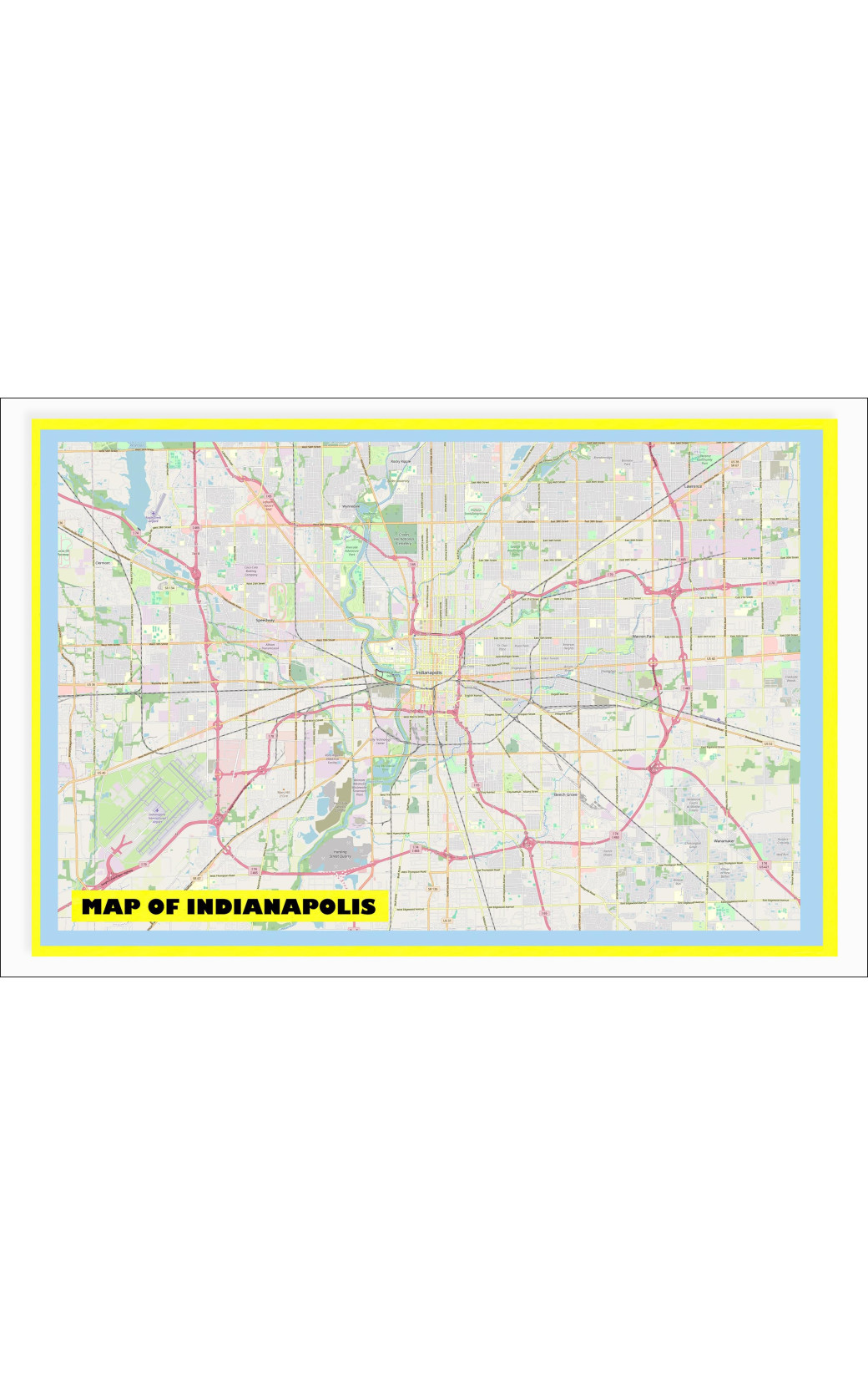 Map Of Indianapolis With Neighborhoods Streets Roads Highways And 2207 1040x1646w