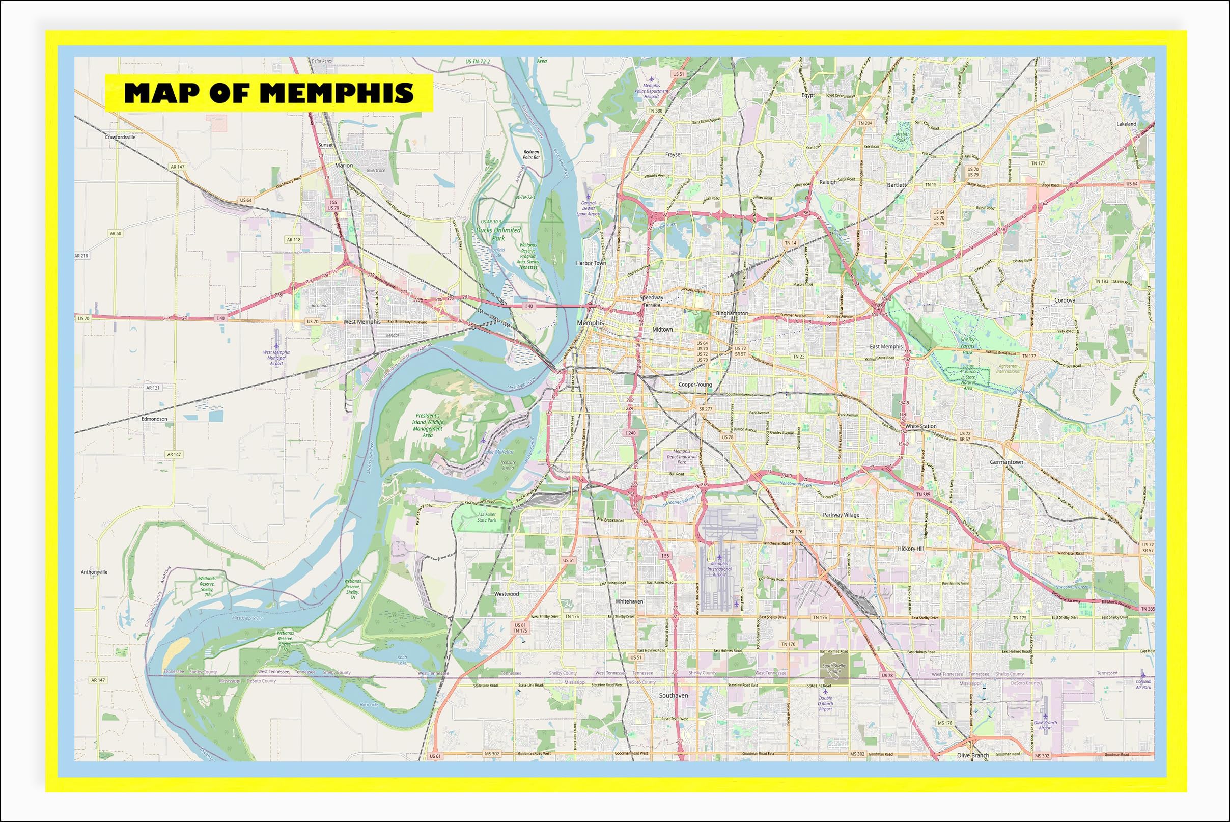Mapa Imprimible De Memphis 2212 2416x1614 
