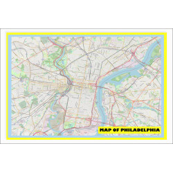 Map of Philadelphia with Neighborhoods, Streets, Roads, Highways and Parks - Laminated Wall Map Poster Print