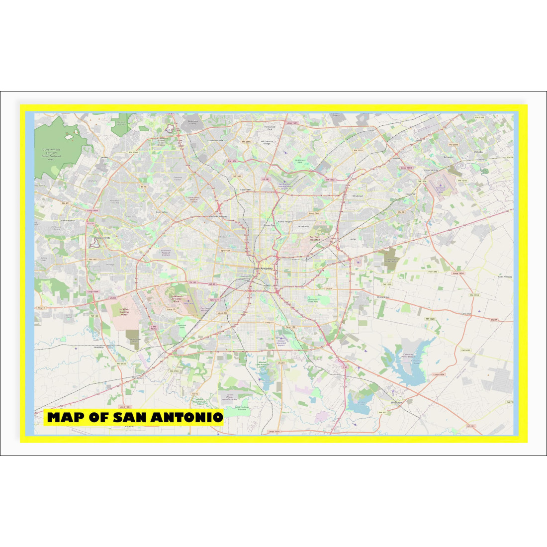 Map of San Antonio with Neighborhoods, Streets, Roads, Highways and ...