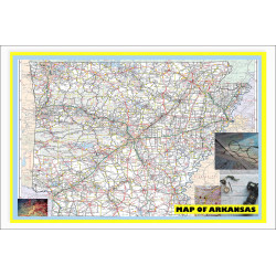 Map of Arkansas Large Detailed Roads and Highways, Map of Arkansas State with All Cities, Parks and Landmarks - Laminated Wall Map Poster