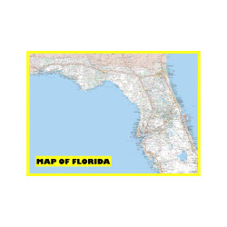 Map of Florida Large Detailed Roads and Highways, Map of Florida State with All Cities, Parks and Landmarks - Laminated Wall Map Poster Print