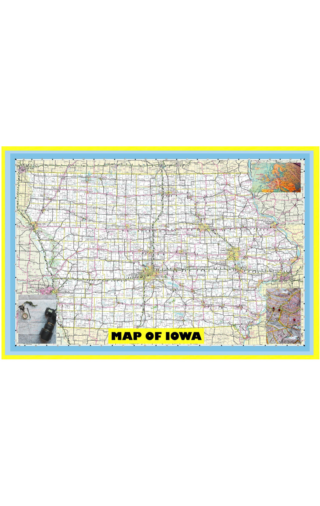 Map of Iowa Large Detailed Roads and Highways, Map of Iowa State with
