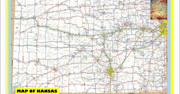 Map of Kansas Large Detailed Roads and Highways, Map of Kansas State ...