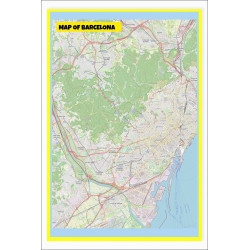 Map of Barcelona with Neighborhoods, Streets, Roads, Highways and Parks - Laminated Wall Map Poster Print - Vivid Imagery with Bright Colors