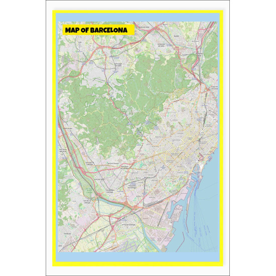 Map of Barcelona with Neighborhoods, Streets, Roads, Highways and Parks ...