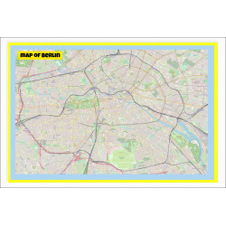 Map of Berlin with Neighborhoods, Streets, Roads, Highways and Parks - Laminated Wall Map Poster Print - Vivid Imagery with Bright Colors