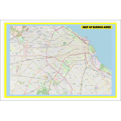 Map of Buenos Aires with Neighborhoods, Streets, Roads, Highways and Parks - Laminated Wall Map Poster Print - Vivid Imagery with Bright Color