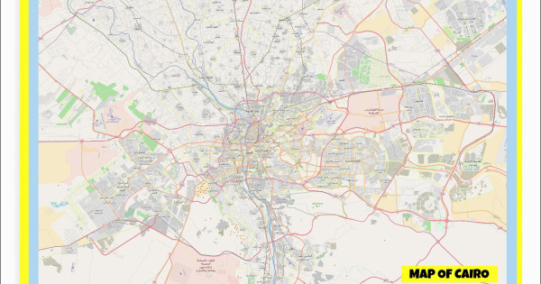 Cairo Routs Map Map of Cairo with Neighborhoods, Streets, Roads, Highways and Parks ...