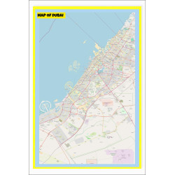 Map of Dubai with Neighborhoods, Streets, Roads, Highways and Parks - Laminated Wall Map Poster Print - Vivid Imagery with Bright Colors