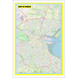 Map of Dublin with Neighborhoods, Streets, Roads, Highways and Parks - Laminated Wall Map Poster Print - Vivid Imagery with Bright Colors