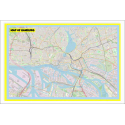 Map of Hamburg with Neighborhoods, Streets, Roads, Highways and Parks - Laminated Wall Map Poster Print - Vivid Imagery with Bright Colors