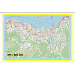 Map of Honk Kong with Neighborhoods, Streets, Roads, Highways and Parks - Laminated Wall Map Poster Print - Vivid Imagery with Bright Colors