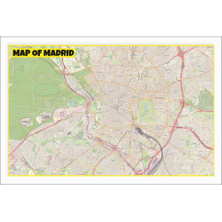 Map of Madrid with Neighborhoods, Streets, Roads, Highways and Parks - Laminated Wall Map Poster Print - Vivid Imagery with Bright Colors Map of Madrid with Neighborhoods, Streets, Roads, Highways and Parks - Laminated Wall Map Poster Print - Vivid Imagery with Bright Colors
