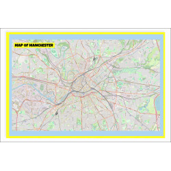 Map of Manchester with Neighborhoods, Streets, Roads, Highways and Parks - Laminated Wall Map Poster Print - Vivid Imagery with Bright Colors Map of Manchester with Neighborhoods, Streets, Roads, Highways and Parks - Laminated Wall Map Poster Print - Vivid Imagery with Bright Colors