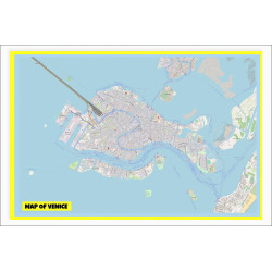 Map of Venice with Neighborhoods, Streets, Roads, Highways and Parks - Laminated Wall Map Poster Print - Vivid Imagery with Bright Colors