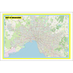 Map of Melbourne with Neighborhoods, Streets, Roads, Highways and Parks - Laminated Wall Map Poster Print - Vivid Imagery with Bright Colors