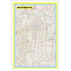 Map of Mexico City with Neighborhoods, Streets, Roads, Highways and Parks - Laminated Wall Map Poster Print - Vivid Imagery with Bright Colors
