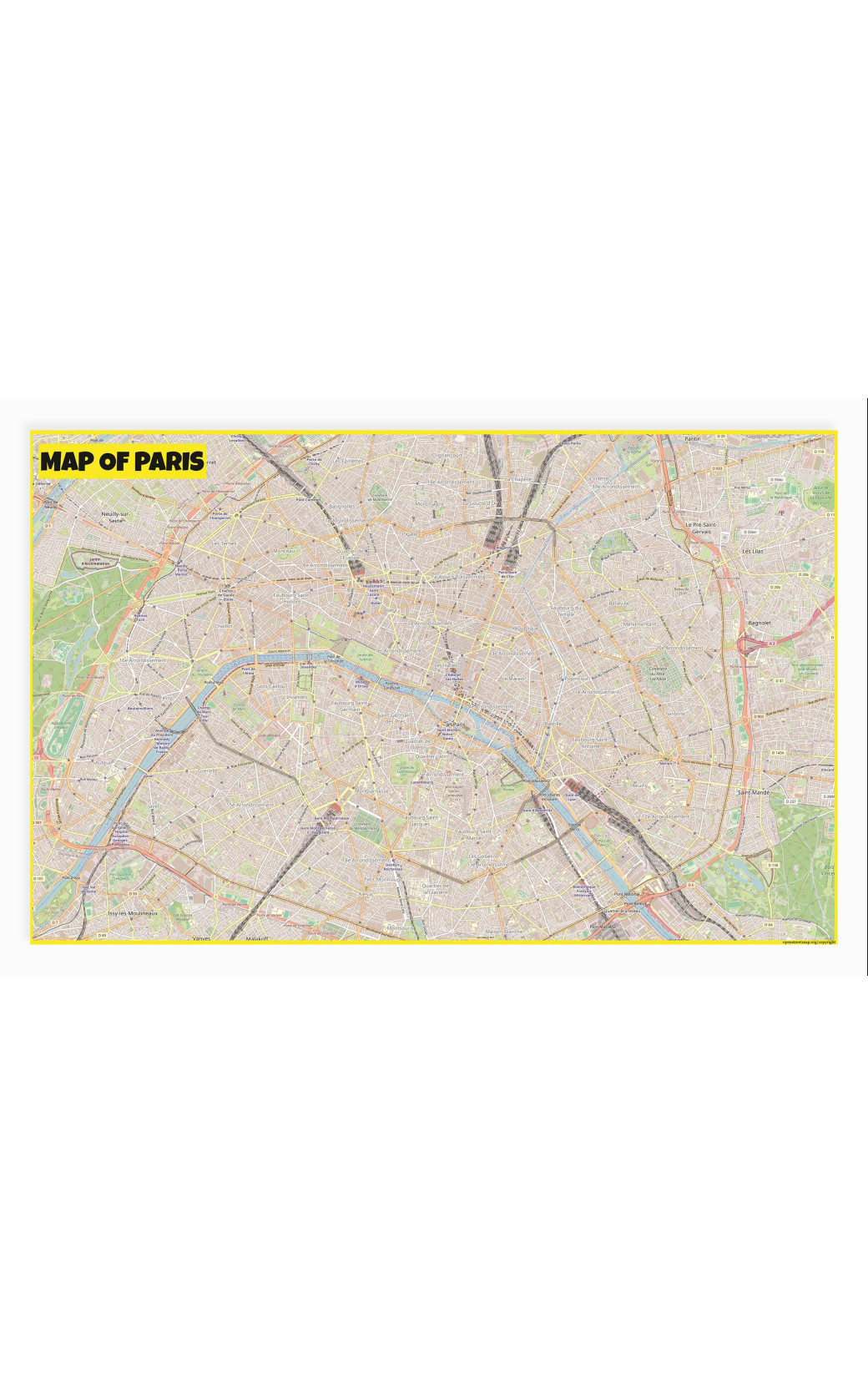 Wall Maps Paris City Map Laminated Wall Map