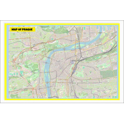 Map of Prague with Neighborhoods, Streets, Roads, Highways and Parks - Laminated Wall Map Poster Print - Vivid Imagery with Bright Colors