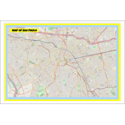 Map of Sao Paulo with Neighborhoods, Streets, Roads, Highways and Parks - Laminated Wall Map Poster Print - Vivid Imagery with Bright Colors Map of Sao Paulo with Neighborhoods, Streets, Roads, Highways and Parks - Laminated Wall Map Poster Print - Vivid Imagery with Bright Colors