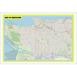 Map of Vancouver with Neighborhoods, Streets, Roads, Highways and Parks - Laminated Wall Map Poster Print - Vivid Imagery with Bright Colors