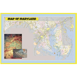 Map of Maryland Large Detailed Roads and Highways, Map of Maryland State with All Cities, Parks and Landmarks - Laminated Wall Map Poster