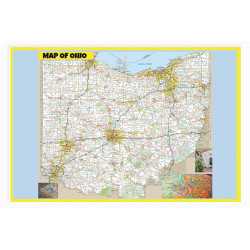 Map of Ohio Large Detailed Roads and Highways, Map of Ohio State with All Cities, Parks and Landmarks - Laminated Wall Map Poster Print