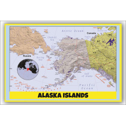 Map of Alaska Islands  - Laminated Wall Map Poster Print Perfect for Classrooms and Homes - Vivid Imagery with Bright Colors