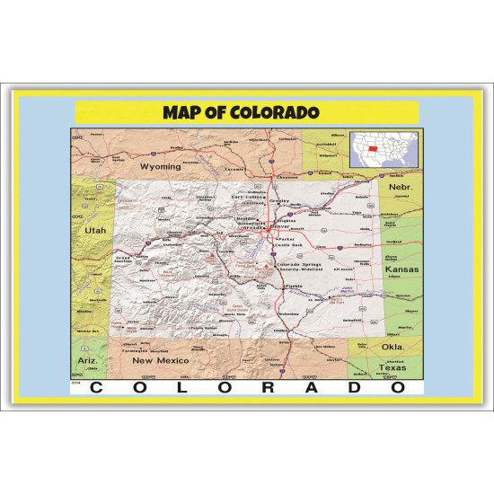 Map of Colorado Style C - Laminated Wall Map Poster Print Perfect for ...