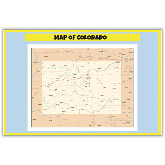 Map of Colorado - Laminated Map Wall Poster Print Perfect for ...