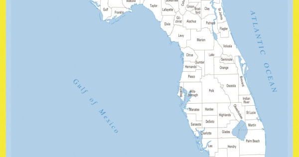 Map of Florida - Laminated Wall Map Poster Print Perfect for Classrooms ...