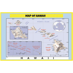 Map of Hawaii Style C  - Laminated Wall Map Poster Print Perfect for Classrooms and Homes - Vivid Imagery with Bright Colors