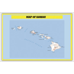 Map of Hawaii  - Laminated Wall Map Poster Print Perfect for Classrooms and Homes - Vivid Imagery with Bright Colors