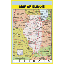 Map of Illinois Style C - Laminated Wall Map Poster Print Perfect for Classrooms and Homes - Vivid Imagery with Bright Colors