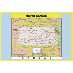 Map of Kansas Style C - Laminated Wall Map Poster Print Perfect for Classrooms and Homes - Vivid Imagery with Bright Colors Map of Kansas Style C - Laminated Wall Map Poster Print Perfect for Classrooms and Homes - Vivid Imagery with Bright Colors