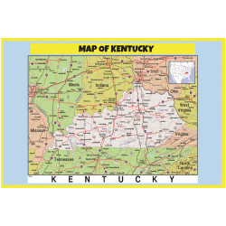 Map of Kentucky Style C  - Laminated Wall Map Poster Print Perfect for Classrooms and Homes - Vivid Imagery with Bright Colors Map of Kentucky Style C  - Laminated Wall Map Poster Print Perfect for Classrooms and Homes - Vivid Imagery with Bright Colors