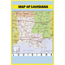 Map of Louisiana Style C  - Laminated Wall Map Poster Print Perfect for Classrooms and Homes - Vivid Imagery with Bright Colors Map of Louisiana Style C  - Laminated Wall Map Poster Print Perfect for Classrooms and Homes - Vivid Imagery with Bright Colors