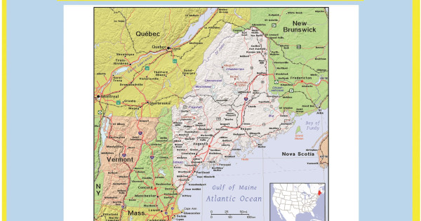 Map of Maine Style C - Laminated Wall Map Poster Print Perfect for ...