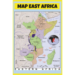 Poster of East Africa - Laminated Wall Poster Print Perfect for Classrooms and Homes - Vivid Imagery with Bright Colors