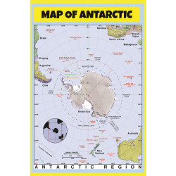 Map of Antarctic - Laminated Wall Map Poster Print Perfect for Classrooms and Homes - Vivid Imagery with Bright Colors