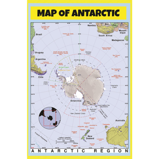 Map of Antarctic - Laminated Wall Map Poster Print Perfect for ...