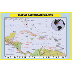 Poster of Caribbean Islands - Laminated Wall Poster Print Perfect for Classrooms and Homes - Vivid Imagery with Bright Colors