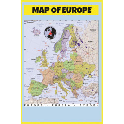 Map of Europe Style B - Laminated Wall Map Poster Print Perfect for Classrooms and Homes - Vivid Imagery with Bright Colors