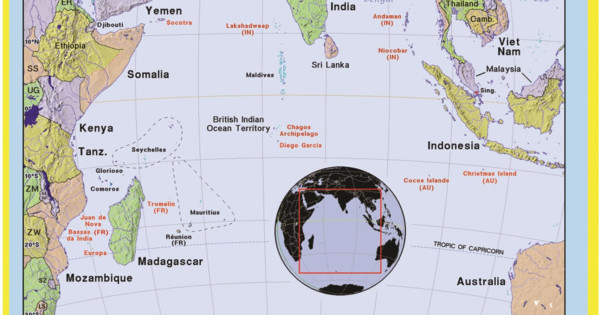 Map Of Indian Ocean Laminated Wall Map Poster Print Perfect For 2319 600x315w