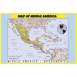 Map of Middle America - Laminated Wall Map Poster Print Perfect for Classrooms and Homes - Vivid Imagery with Bright Colors