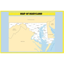 Map of Maryland - Laminated Wall Map Poster Print Perfect for Classrooms and Homes - Vivid Imagery with Bright Colors Map of Maryland - Laminated Wall Map Poster Print Perfect for Classrooms and Homes - Vivid Imagery with Bright Colors